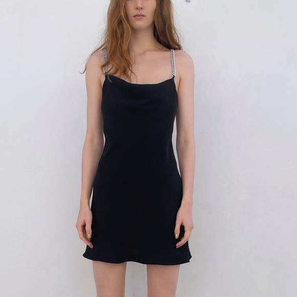 Zara Draped Dress With Jewel Chains Size M - Picture 6 of 11